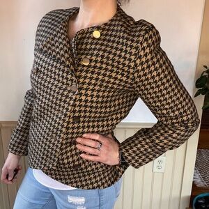 Vintage Pierre Cardin Paris Wool Blazer 80s Houndstooth Power Preppy Academia